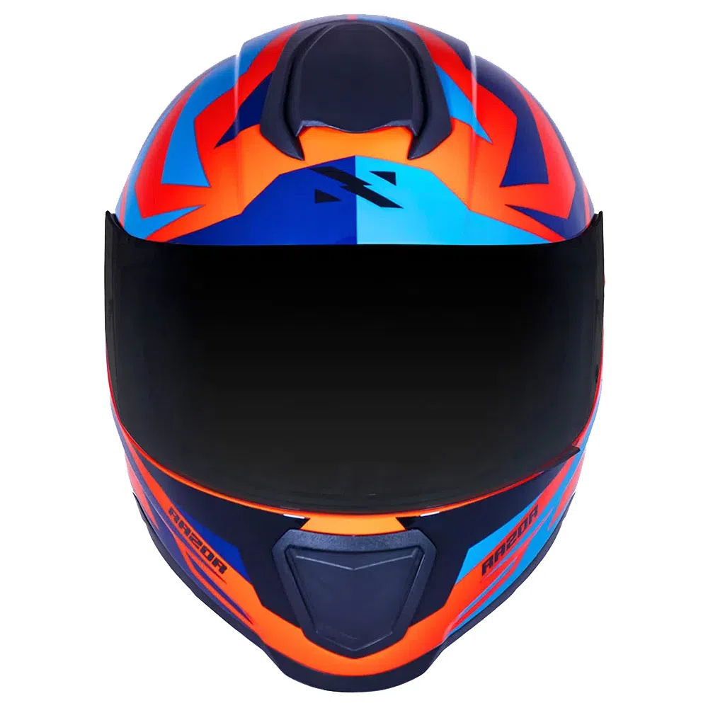 Capacete Razor Cutting Laranja Fluor/Azul Norisk - Imagem 2
