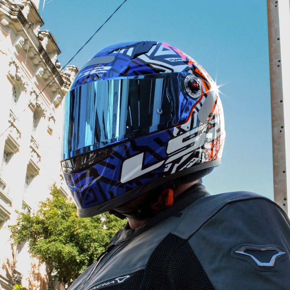 Capacete Memphis FF358 Laranja/Azul LS2 - Imagem 8