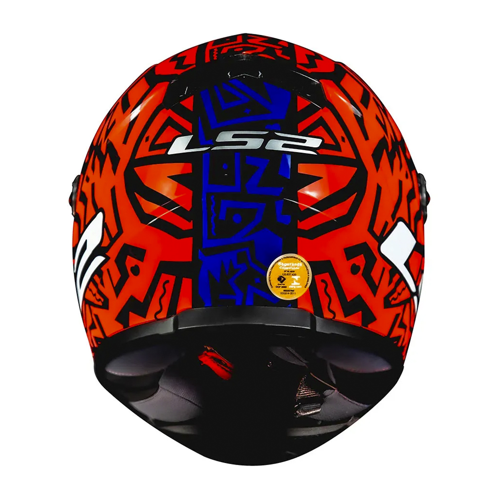 Capacete Memphis FF358 Laranja/Azul LS2 - Imagem 4
