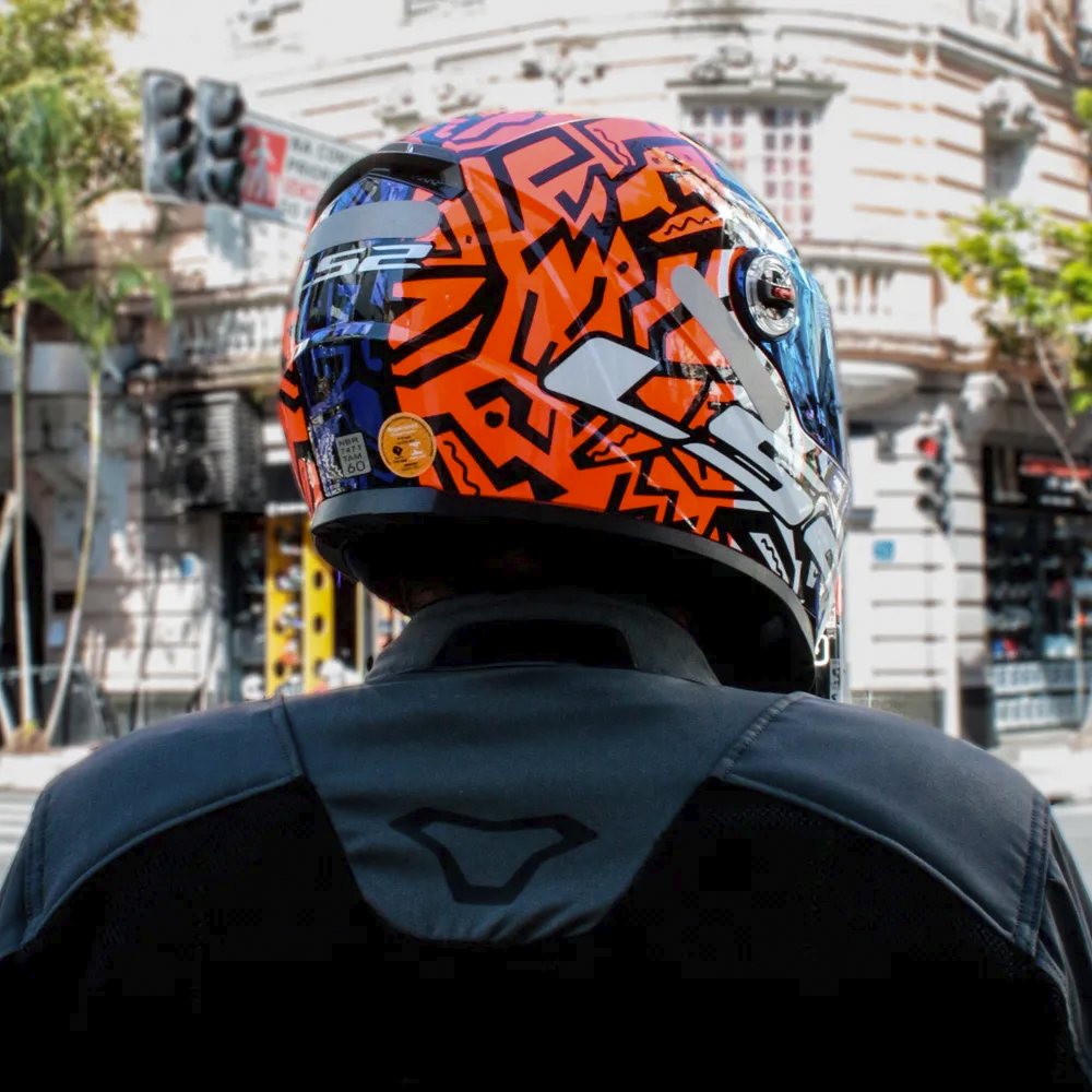 Capacete Memphis FF358 Laranja/Azul LS2 - Imagem 6