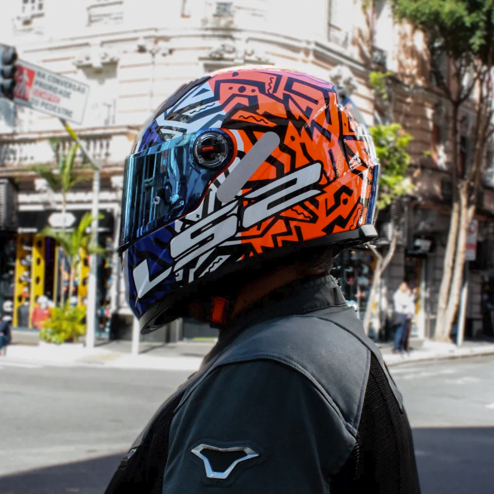 Capacete Memphis FF358 Laranja/Azul LS2 - Imagem 7