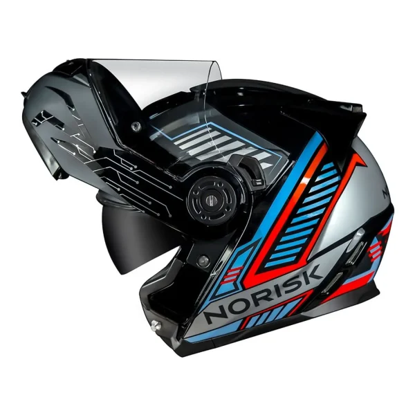 Capacete Norisk FF345 Route Charge Preto Titanium Azul - Imagem 5