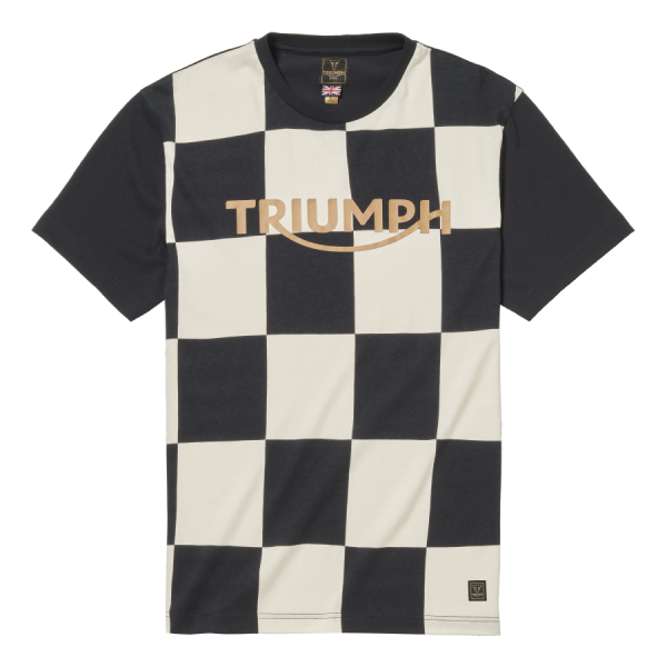Camiseta Triumph Cullen Checkerboard Tee Preta e Branca