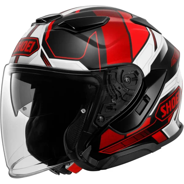 Capacete Shoei J-Cruise 3 Whizzy TC-1 Preto Cinza e Vermelho - Imagem 2
